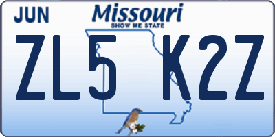 MO license plate ZL5K2Z