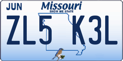 MO license plate ZL5K3L