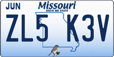MO license plate ZL5K3V