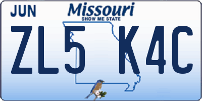 MO license plate ZL5K4C