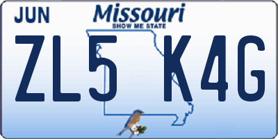 MO license plate ZL5K4G