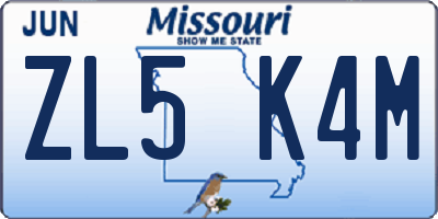 MO license plate ZL5K4M
