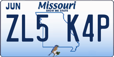 MO license plate ZL5K4P