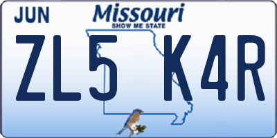 MO license plate ZL5K4R