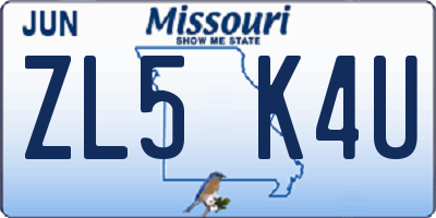 MO license plate ZL5K4U