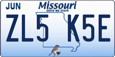 MO license plate ZL5K5E