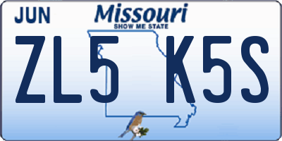 MO license plate ZL5K5S