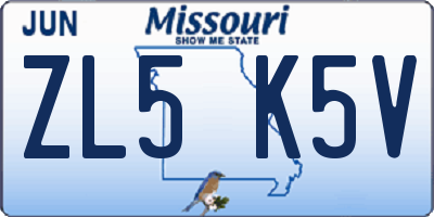 MO license plate ZL5K5V