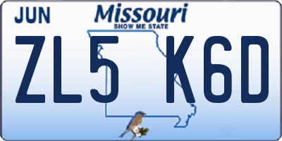 MO license plate ZL5K6D
