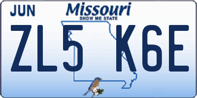 MO license plate ZL5K6E