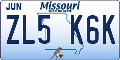 MO license plate ZL5K6K