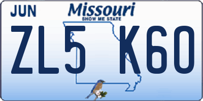 MO license plate ZL5K6O