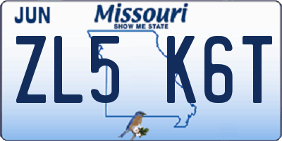MO license plate ZL5K6T