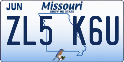MO license plate ZL5K6U