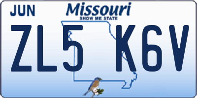 MO license plate ZL5K6V