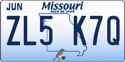 MO license plate ZL5K7Q