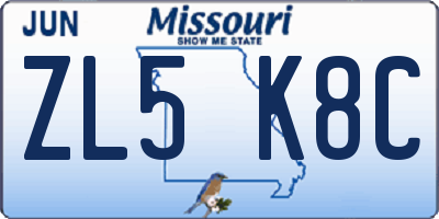 MO license plate ZL5K8C