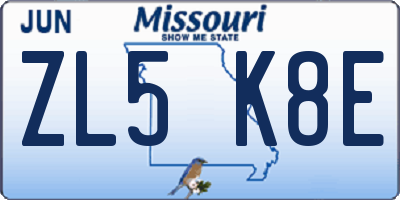 MO license plate ZL5K8E