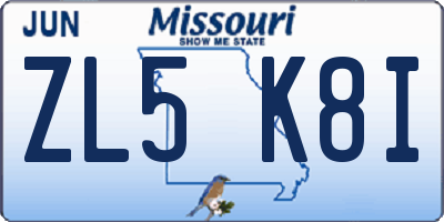MO license plate ZL5K8I