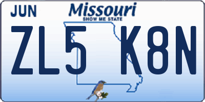 MO license plate ZL5K8N
