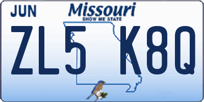MO license plate ZL5K8Q