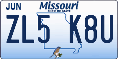 MO license plate ZL5K8U