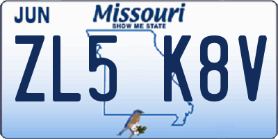 MO license plate ZL5K8V