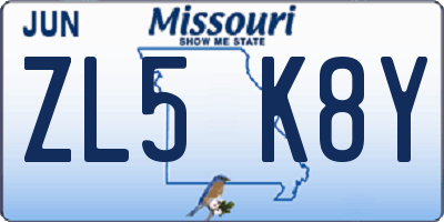 MO license plate ZL5K8Y