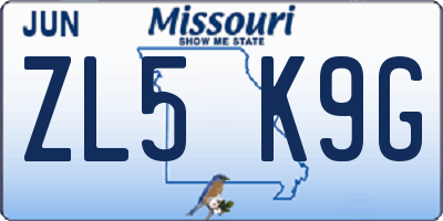 MO license plate ZL5K9G