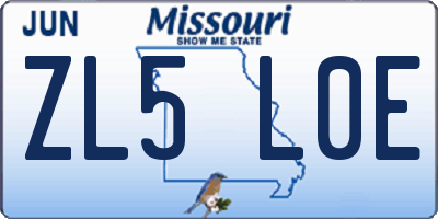 MO license plate ZL5L0E