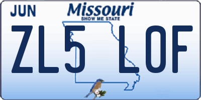 MO license plate ZL5L0F