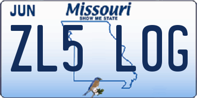 MO license plate ZL5L0G