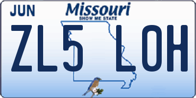 MO license plate ZL5L0H