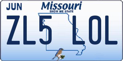 MO license plate ZL5L0L