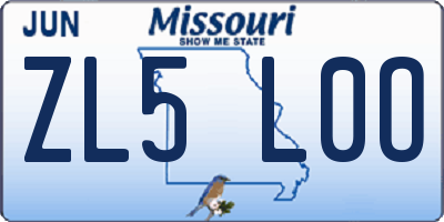 MO license plate ZL5L0O