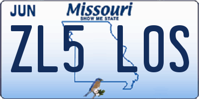 MO license plate ZL5L0S
