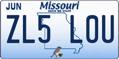 MO license plate ZL5L0U