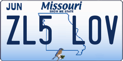 MO license plate ZL5L0V