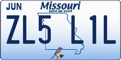 MO license plate ZL5L1L