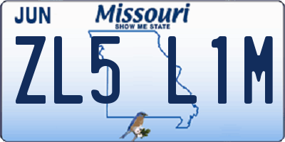 MO license plate ZL5L1M