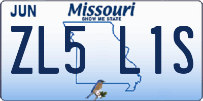 MO license plate ZL5L1S