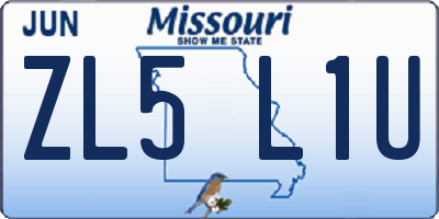 MO license plate ZL5L1U