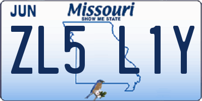 MO license plate ZL5L1Y