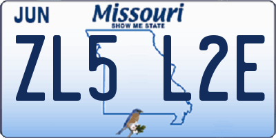 MO license plate ZL5L2E