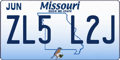 MO license plate ZL5L2J
