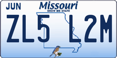 MO license plate ZL5L2M