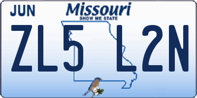 MO license plate ZL5L2N