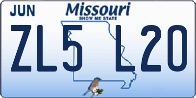 MO license plate ZL5L2O