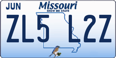 MO license plate ZL5L2Z