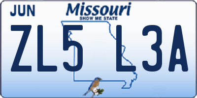 MO license plate ZL5L3A
